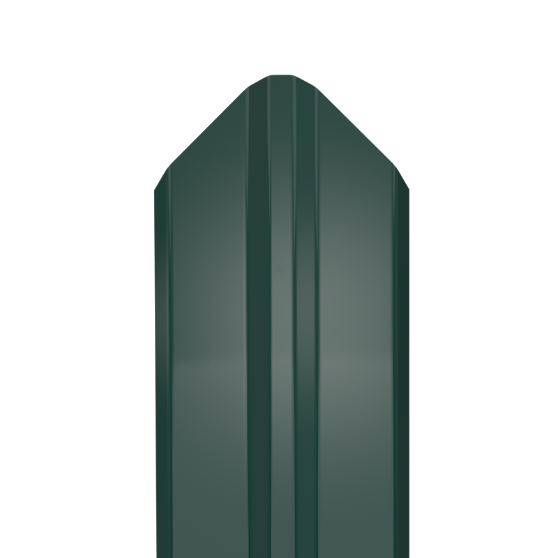 Металлический штакетник Гладкий полиэстер RAL 6005 (Зелёный мох) 2000*87*0,5 двухсторонний Фигурный
