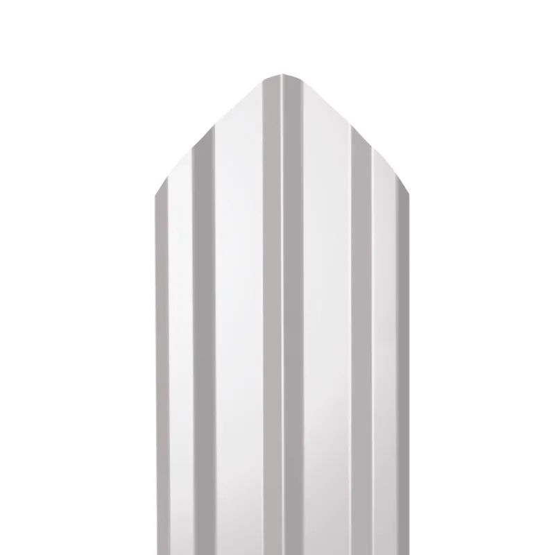 Металлический штакетник Гладкий полиэстер RAL 9003 (Белый) 1500*100*0,5 двухсторонний Фигурный