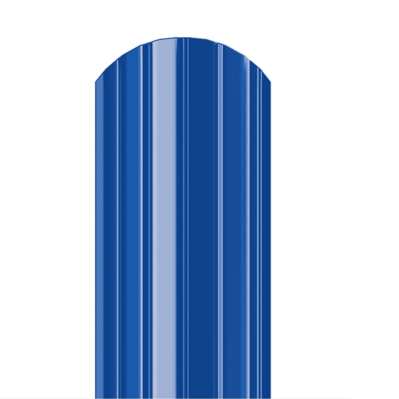 Металлический штакетник Гладкий полиэстер RAL 5005 (Синий) 1500*105*0,5 односторонний Полукруглый завальцованный