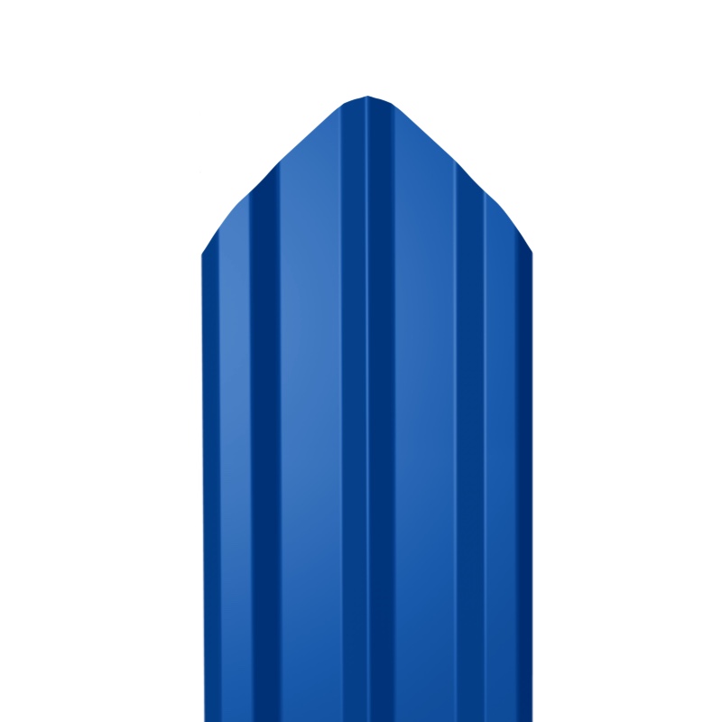 Металлический штакетник Гладкий полиэстер RAL 5005 (Синий) 1800*100*0,45 односторонний Фигурный