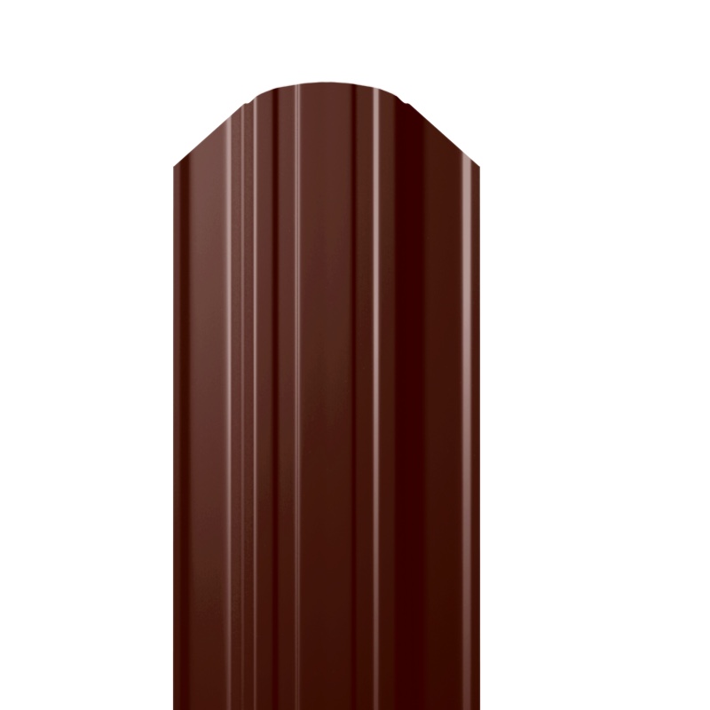 Металлический штакетник Гладкий полиэстер RAL 8017 (Шоколадно-коричневый) 3000*118*0,45 односторонний Полукруглый квадратный завальцованный