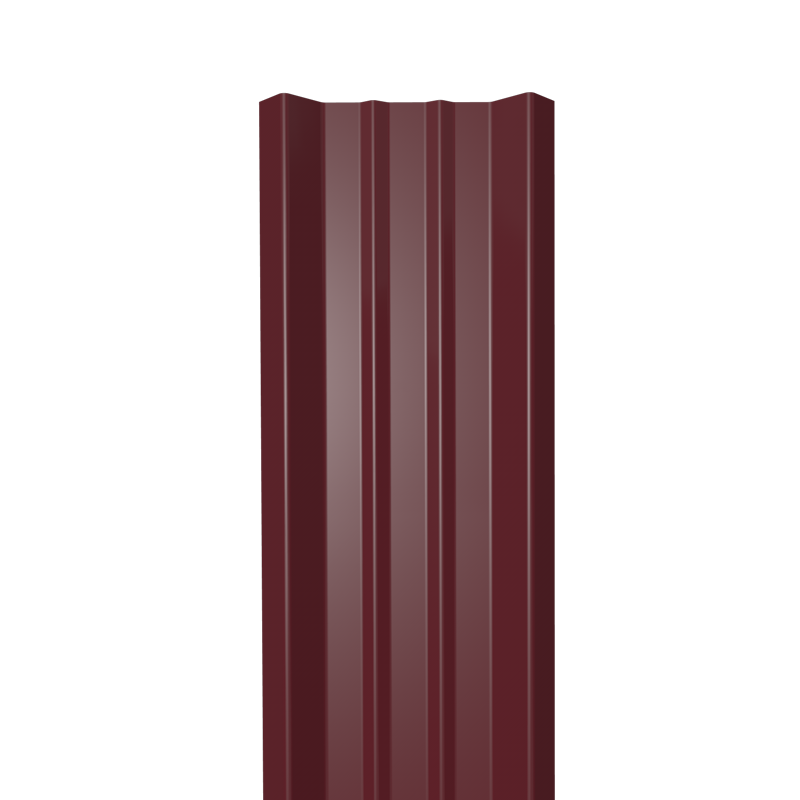 Металлический штакетник Гладкий полиэстер RAL 3005 (Красное вино) 2500*69*0,5 односторонний Прямой