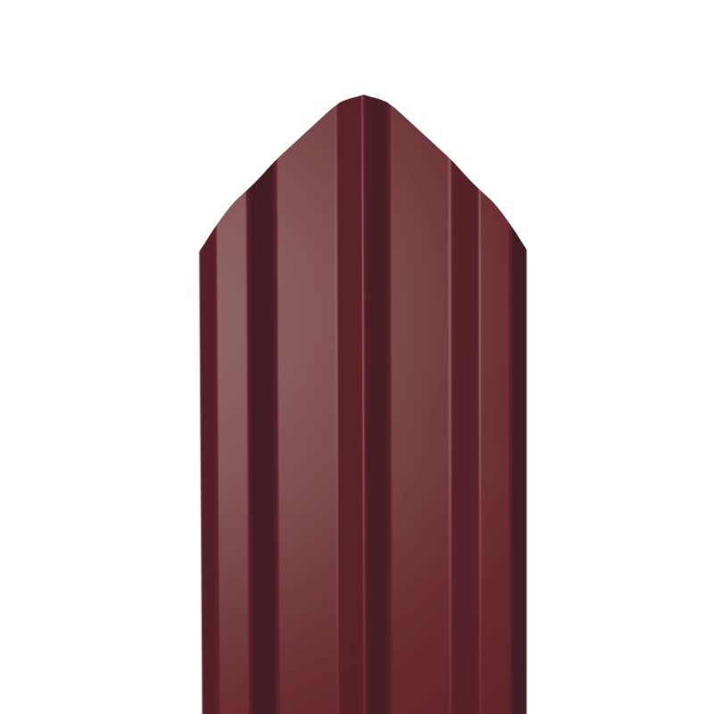 Металлический штакетник Гладкий полиэстер RAL 3005 (Красное вино) 2500*100*0,45 двухсторонний Фигурный