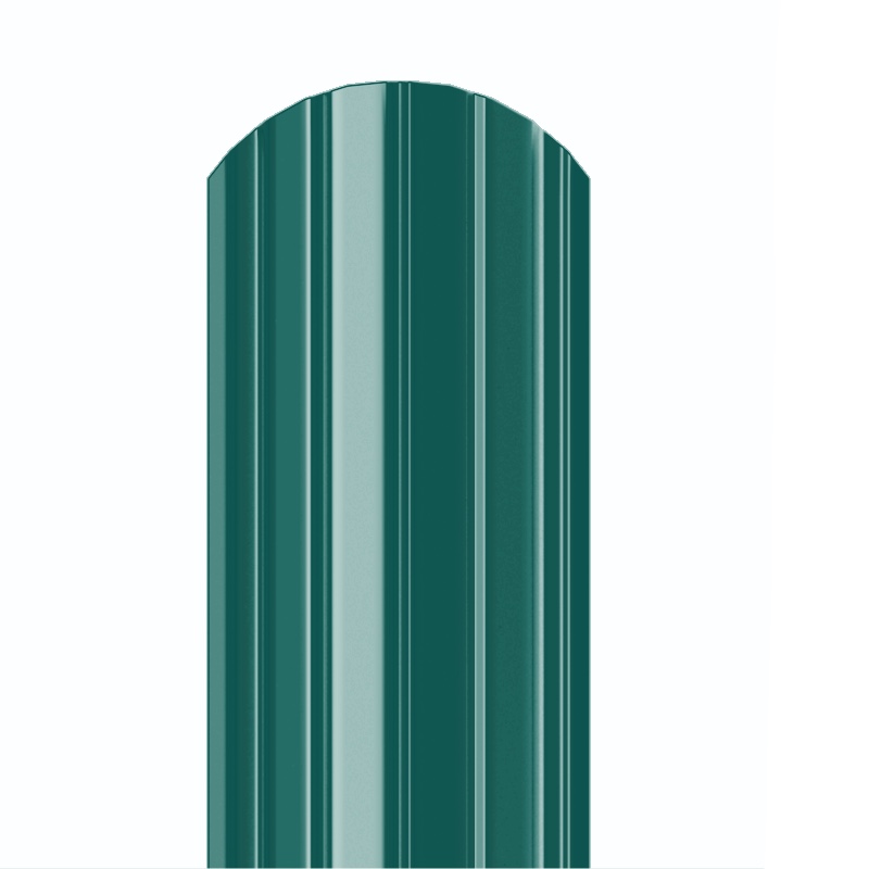 Металлический штакетник Гладкий полиэстер RAL 6005 (Зелёный мох) 1800*105*0,5 односторонний Полукруглый завальцованный