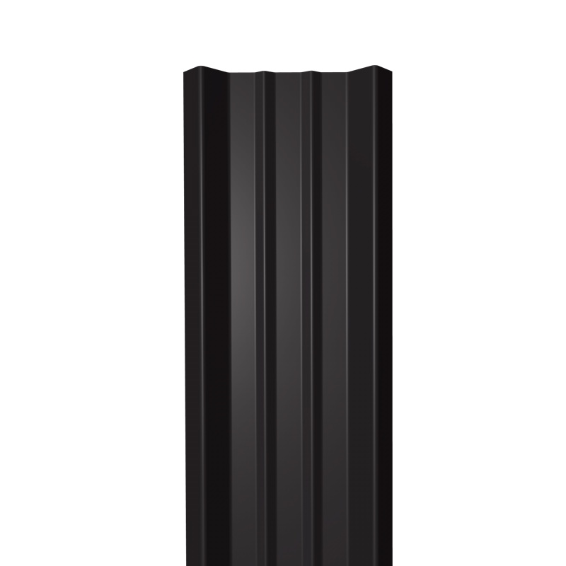 Металлический штакетник Гладкий полиэстер RAL 9005 (Глубокий черный) 2500*69*0,45 односторонний Прямой