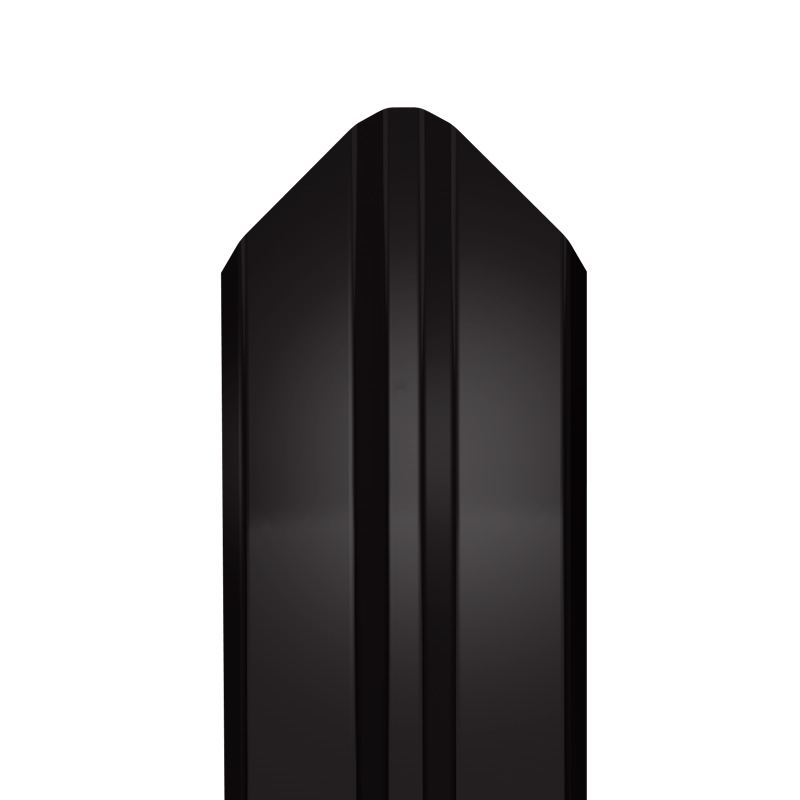 Металлический штакетник Гладкий полиэстер RAL 9005 (Глубокий черный) 1800*87*0,45 односторонний Фигурный