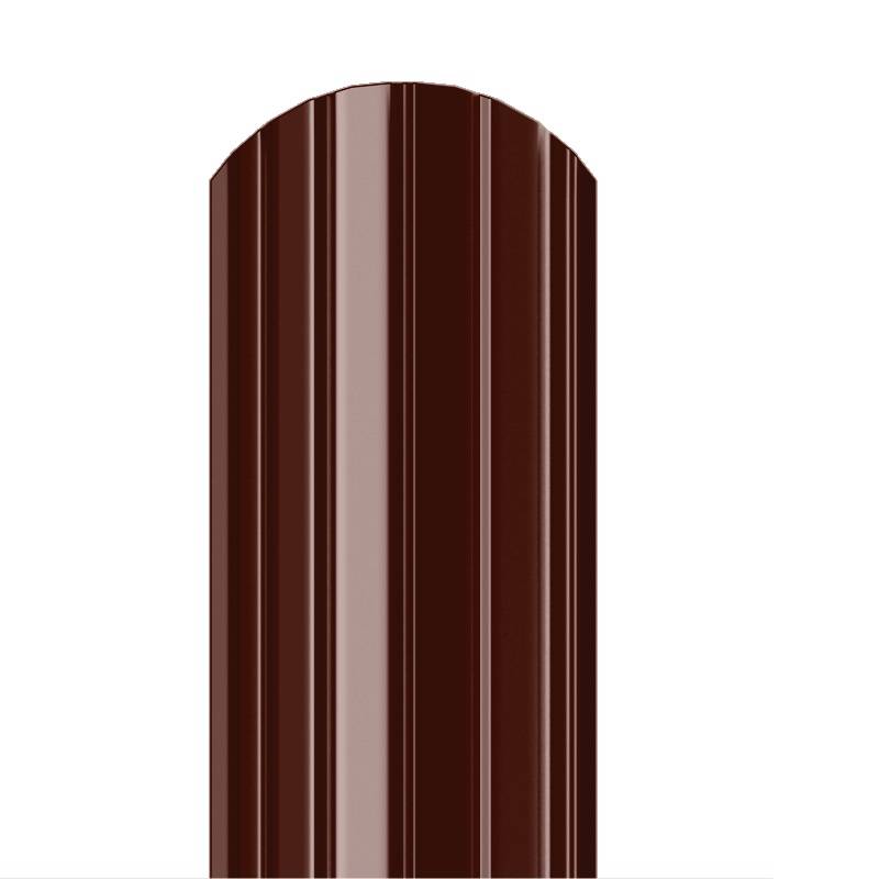 Металлический штакетник Гладкий полиэстер RAL 8017 (Шоколадно-коричневый) 1500*105*0,45 двухсторонний Полукруглый завальцованный