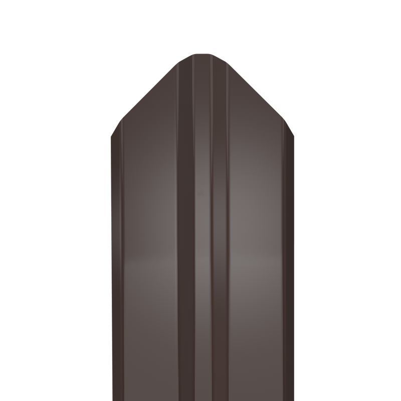 Металлический штакетник Гладкий полиэстер RAL 8017 (Шоколадно-коричневый) 1500*87*0,4 односторонний Фигурный