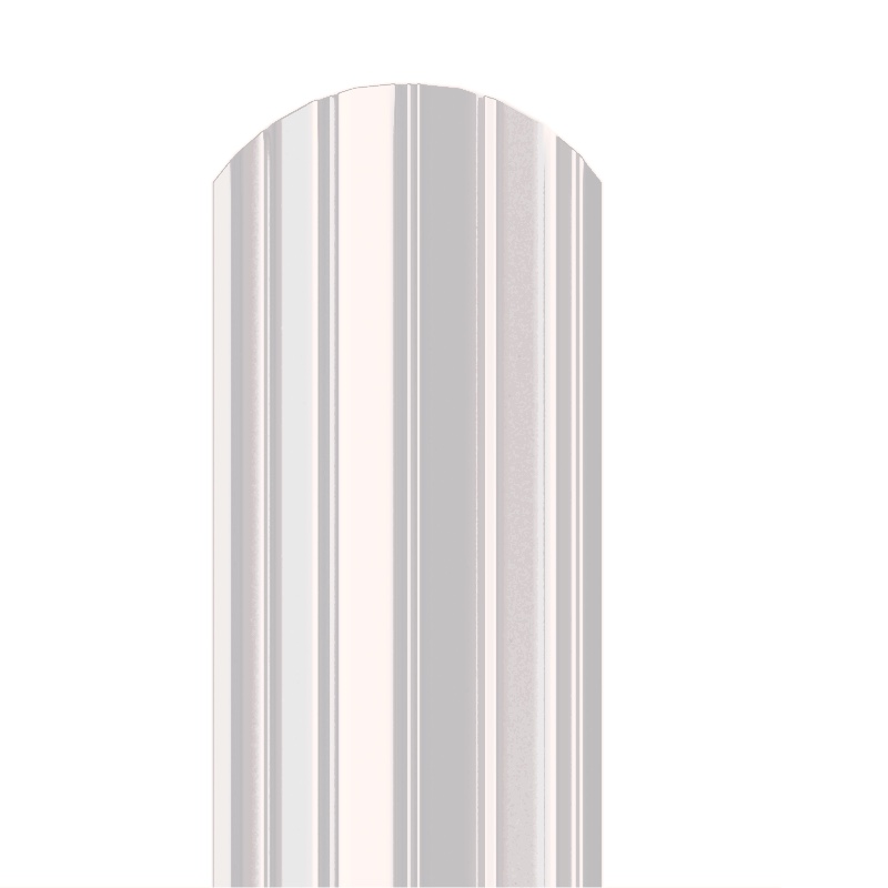 Металлический штакетник Гладкий полиэстер RAL 9003 (Белый) 2500*105*0,5 двухсторонний Полукруглый завальцованный
