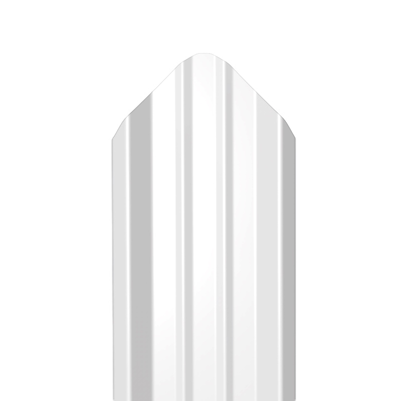 Металлический штакетник Гладкий полиэстер RAL 9003 (Белый) 2500*69*0,45 односторонний Фигурный