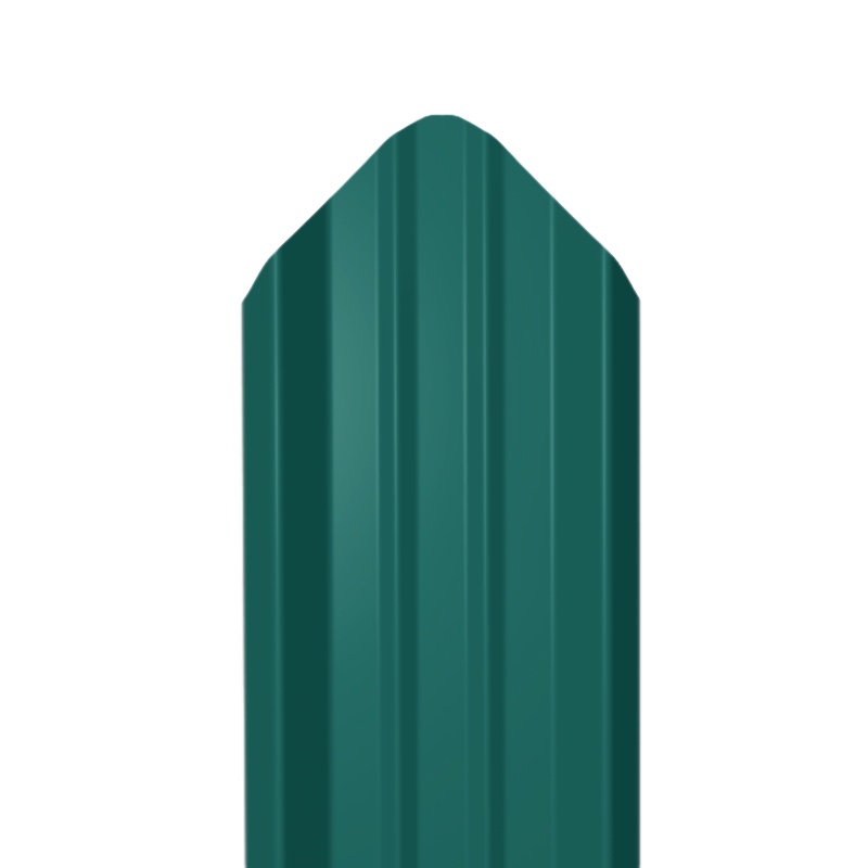 Металлический штакетник Гладкий полиэстер RAL 6005 (Зелёный мох) 2000*69*0,5 односторонний Фигурный
