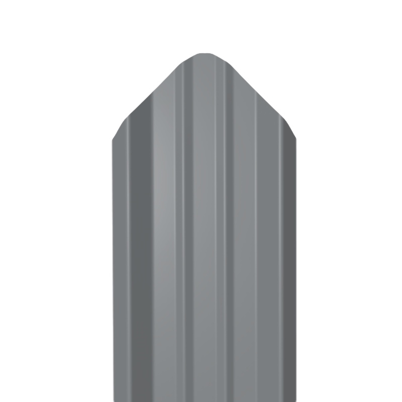 Металлический штакетник Гладкий полиэстер RAL 7004 (Серый) 1500*69*0,45 односторонний Фигурный