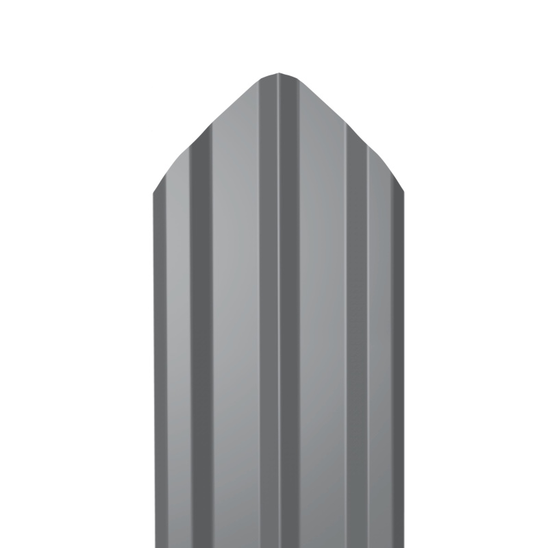 Металлический штакетник Гладкий полиэстер RAL 7004 (Серый) 2000*100*0,5 односторонний Фигурный