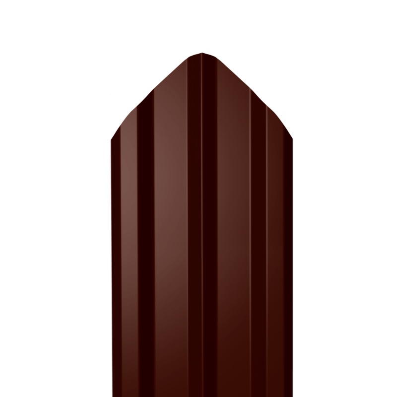 Металлический штакетник Гладкий полиэстер RAL 8017 (Шоколадно-коричневый) 2500*100*0,5 односторонний Фигурный