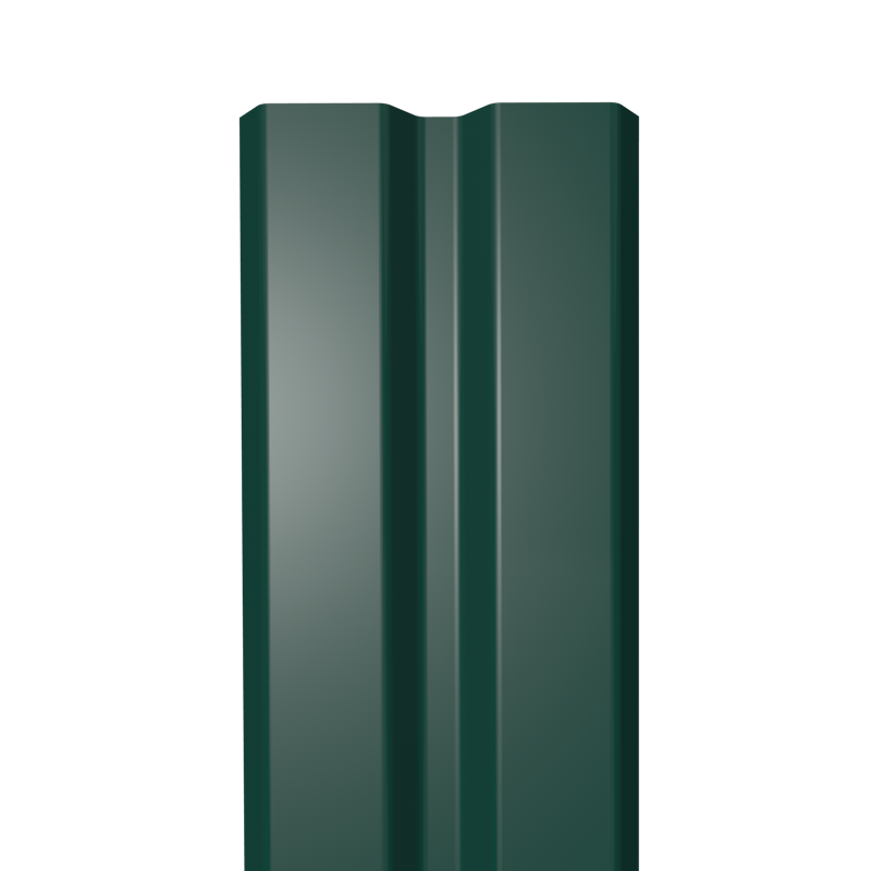Металлический штакетник Гладкий полиэстер RAL 6005 (Зелёный мох) 2000*87*0,45 двухсторонний Прямой