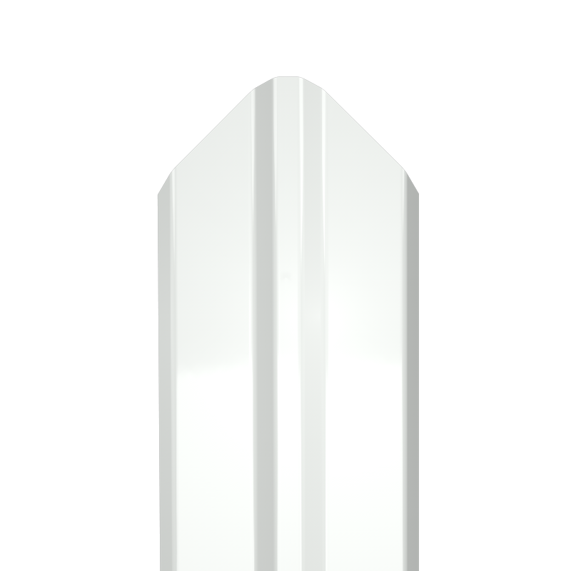 Металлический штакетник Гладкий полиэстер RAL 9003 (Белый) 1800*87*0,5 односторонний Фигурный