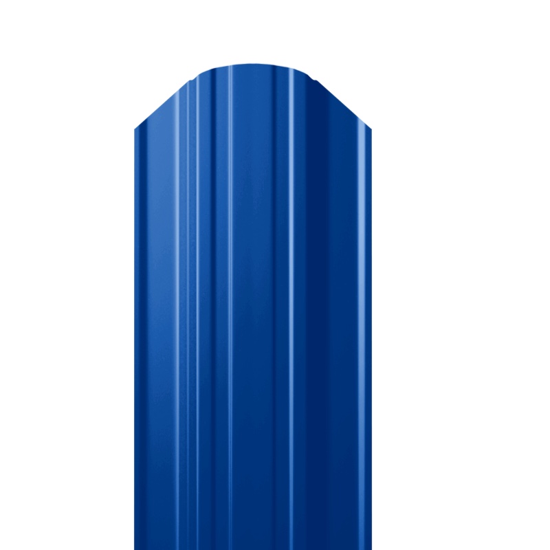 Металлический штакетник Гладкий полиэстер RAL 5005 (Синий) 1500*118*0,5 односторонний Полукруглый квадратный завальцованный