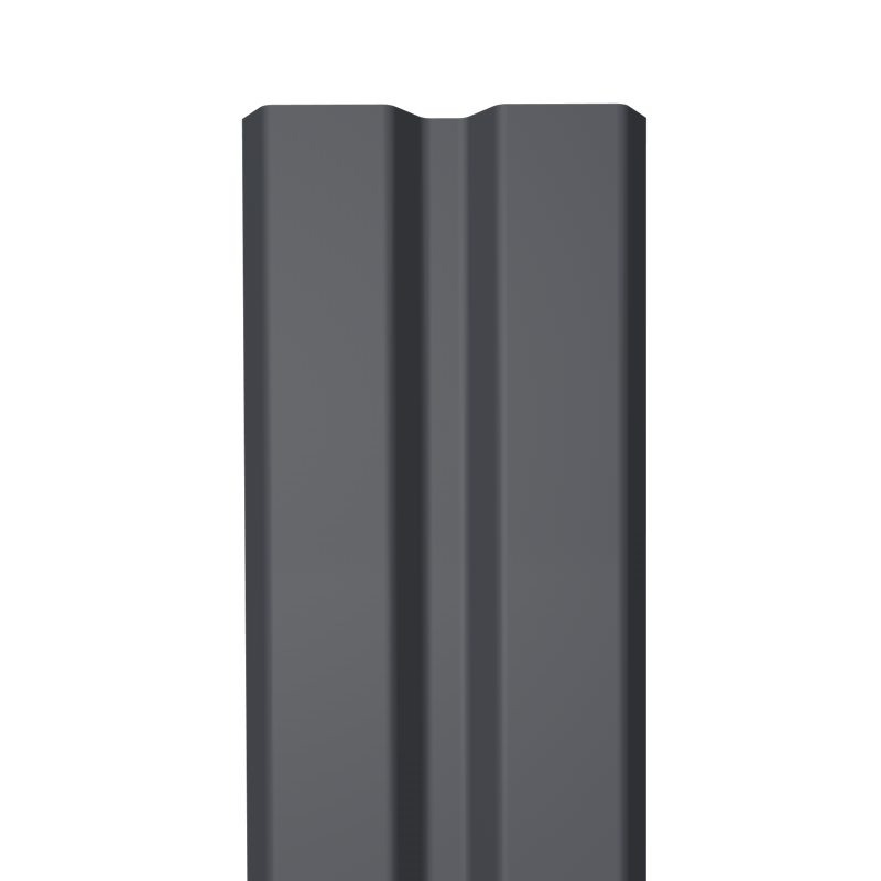 Металлический штакетник Гладкий полиэстер RAL 7024 (Мокрый асфальт) 2000*87*0,5 двусторонний Прямой