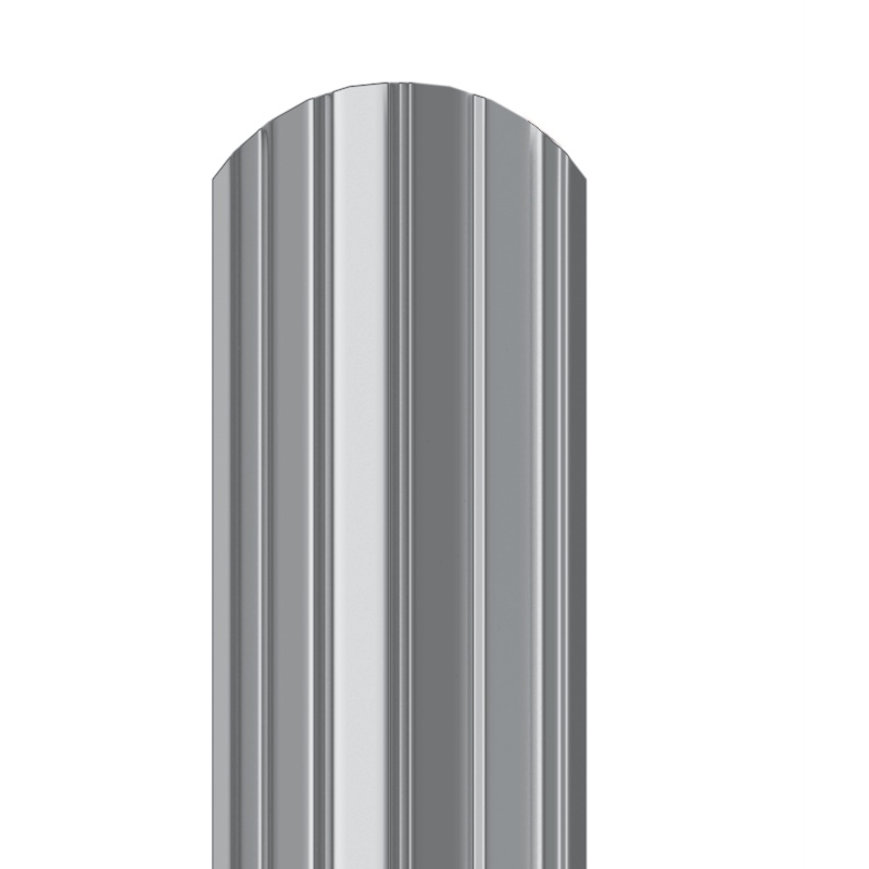 Металлический штакетник Гладкий полиэстер RAL 7004 (Серый) 1500*105*0,45 односторонний Полукруглый завальцованный