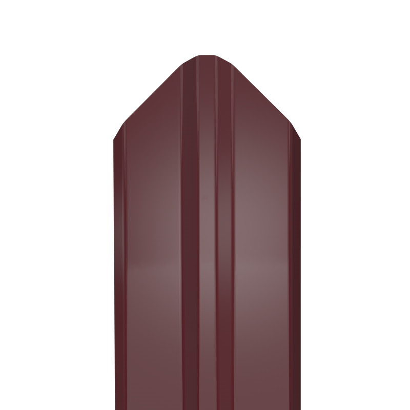Металлический штакетник Гладкий полиэстер RAL 3005 (Красное вино) 3000*87*0,45 двухсторонний Фигурный