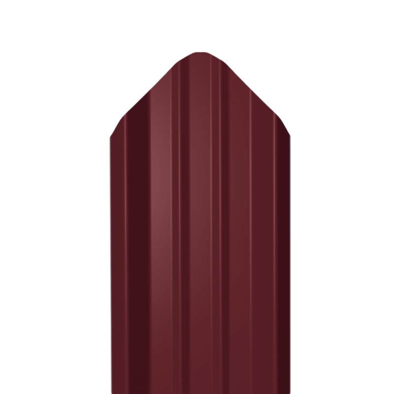 Металлический штакетник Гладкий полиэстер RAL 3005 (Красное вино) 2500*69*0,5 двухсторонний Фигурный