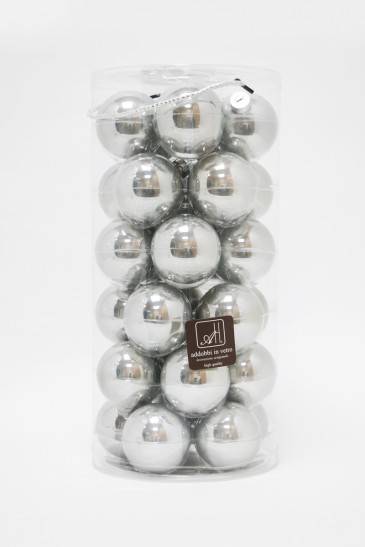 Набор шаров 30шт. диаметр 6см (серебро), стекло