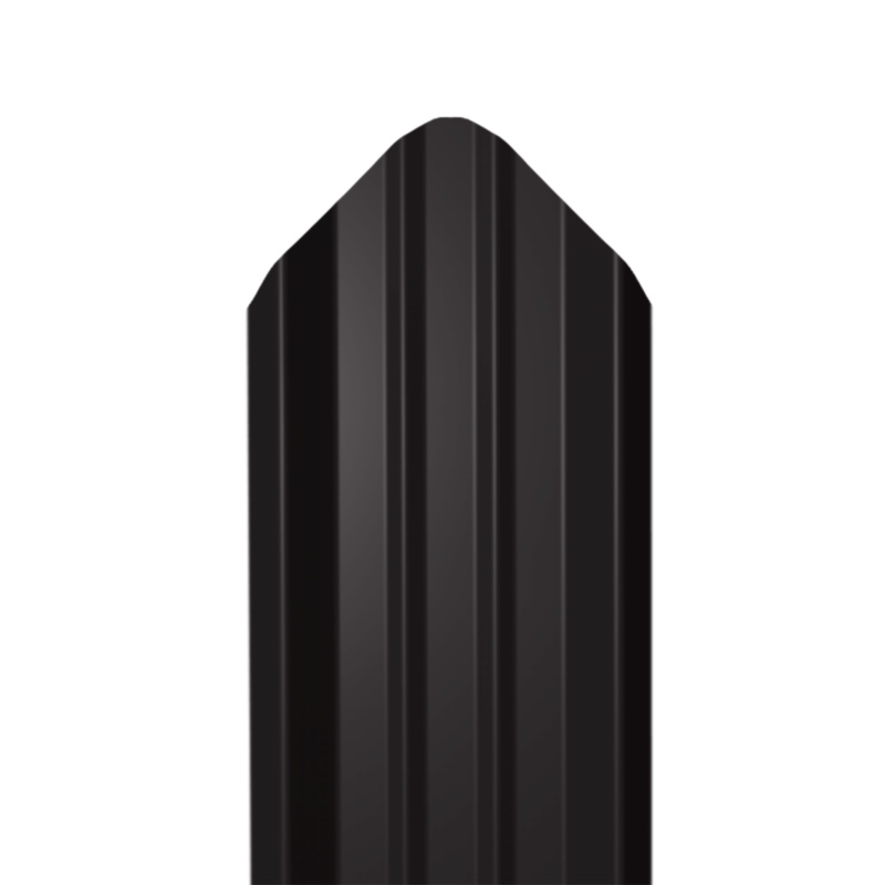 Металлический штакетник Гладкий полиэстер RAL 9005 (Глубокий черный) 2000*69*0,45 односторонний Фигурный