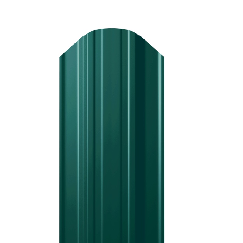 Металлический штакетник Гладкий полиэстер RAL 6005 (Зелёный мох) 2000*118*0,5 двухсторонний Полукруглый квадратный завальцованный
