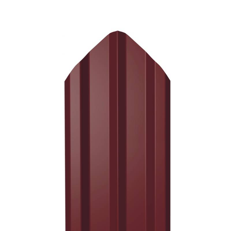 Металлический штакетник Гладкий полиэстер RAL 3005 (Красное вино) 1800*100*0,45 односторонний Фигурный