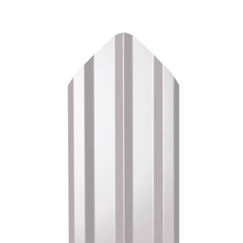 Металлический штакетник Гладкий полиэстер RAL 9003 (Белый) 2000*100*0,45 двухсторонний Фигурный