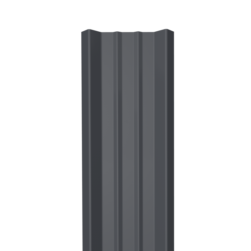 Металлический штакетник Гладкий полиэстер RAL 7024 (Мокрый асфальт) 2500*69*0,5 двусторонний Прямой
