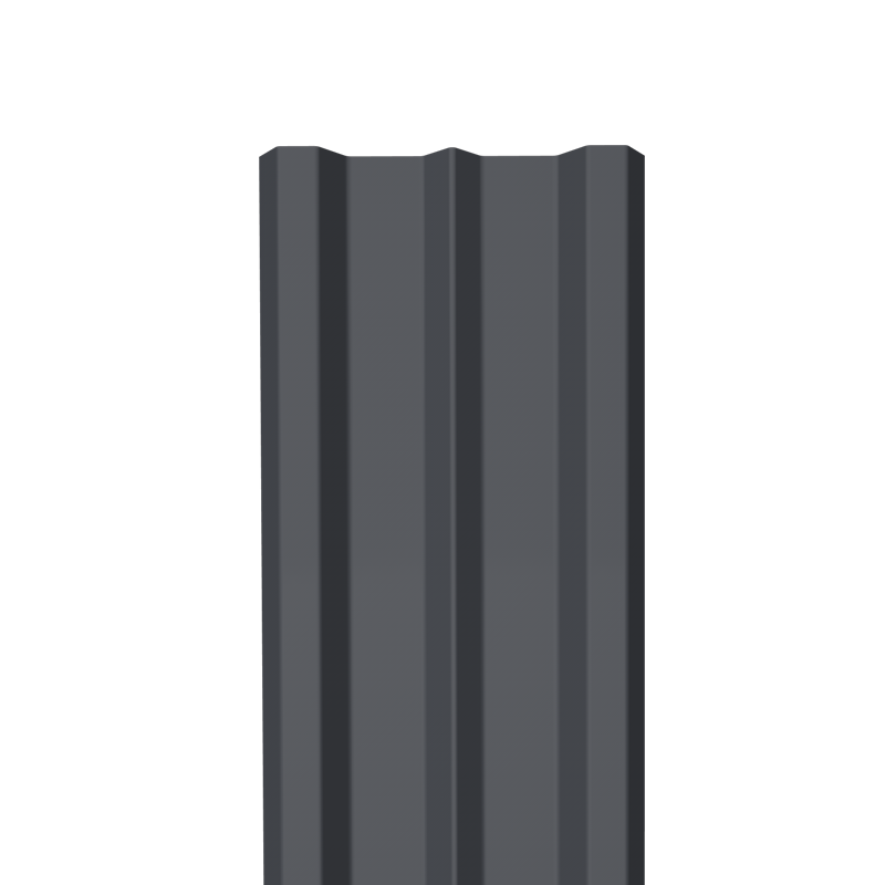 Металлический штакетник Гладкий полиэстер RAL 7024 (Мокрый асфальт) 1800*100*0,45 односторонний Прямой