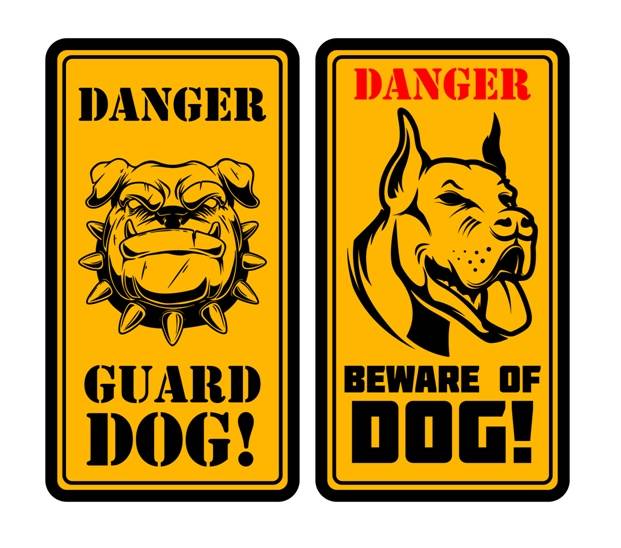 предупреждающая вывеска злая собака