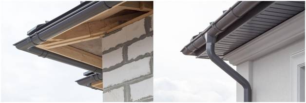 подготовка и монтаж софита под кровлей до и после 