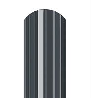 Металлический штакетник Гладкий полиэстер RAL 7024 (Мокрый асфальт) 1800*105*0,5 двусторонний Полукруглый завальцованный