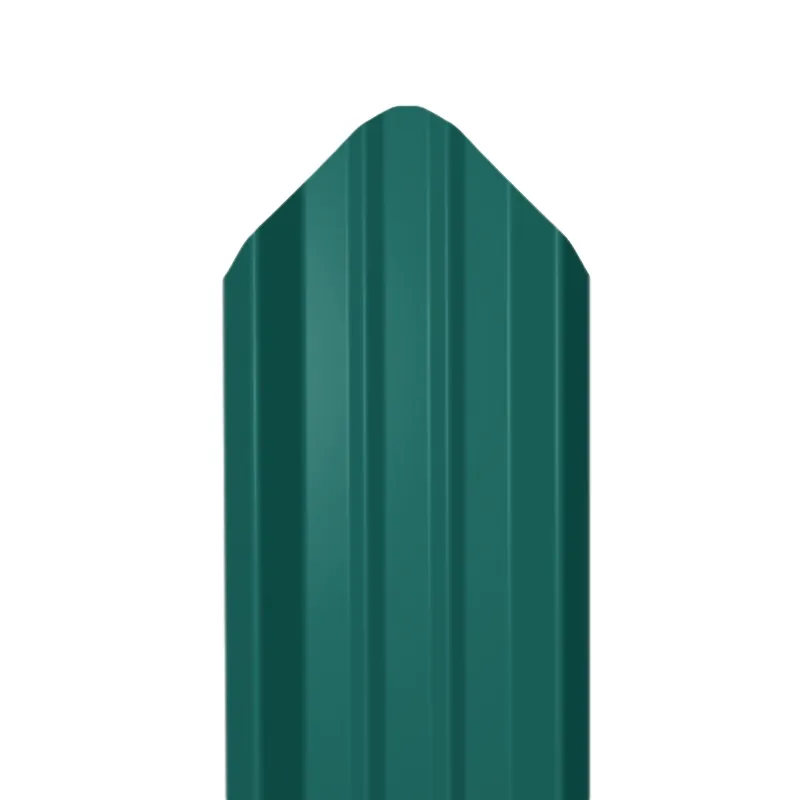 Металлический штакетник Гладкий полиэстер RAL 6005 (Зелёный мох) 2000*69*0,45 односторонний Фигурный