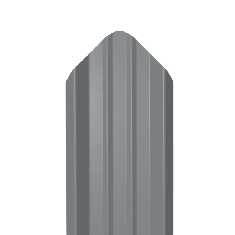 Металлический штакетник Гладкий полиэстер RAL 7004 (Серый) 2000*69*0,5 односторонний Фигурный