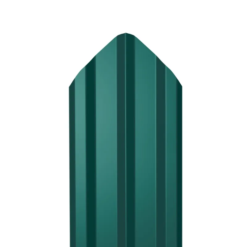 Металлический штакетник Гладкий полиэстер RAL 6005 (Зелёный мох) 1800*100*0,5 односторонний Фигурный