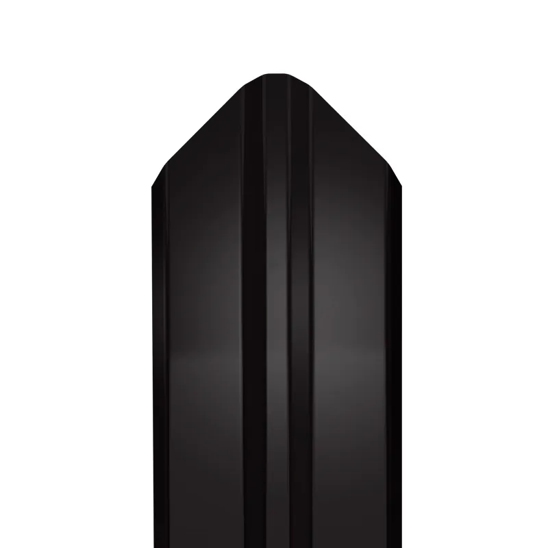 Металлический штакетник Гладкий полиэстер RAL 9005 (Глубокий черный) 2000*87*0,4 односторонний Фигурный