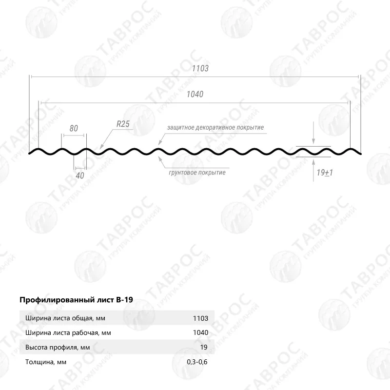 Гофрированный лист В-19 Гладкий полиэстер RAL 7004 (Серый) 2500*1103*0,4 односторонний