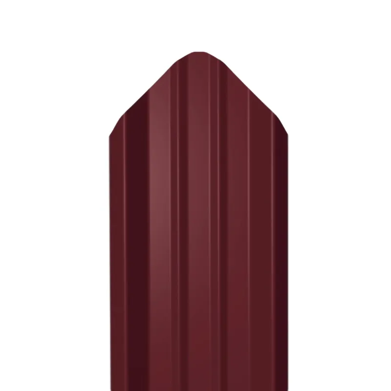 Металлический штакетник Гладкий полиэстер RAL 3005 (Красное вино) 2000*69*0,45 двухсторонний Фигурный