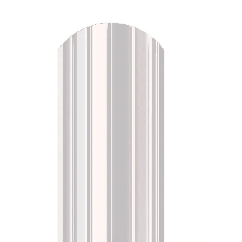 Металлический штакетник Гладкий полиэстер RAL 9003 (Белый) 2500*105*0,5 односторонний Полукруглый завальцованный