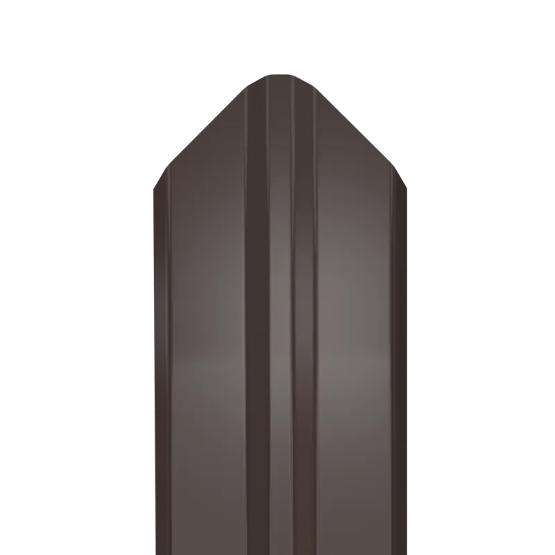 Металлический штакетник Гладкий полиэстер RAL 8017 (Шоколадно-коричневый) 2000*87*0,45 односторонний Фигурный