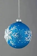 Новогодний шар "Синяя снежинка" матовый