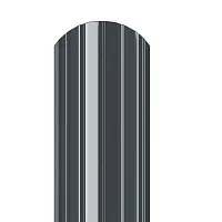 Металлический штакетник Гладкий полиэстер RAL 7024 (Мокрый асфальт) 3000*105*0,5 двусторонний Полукруглый завальцованный