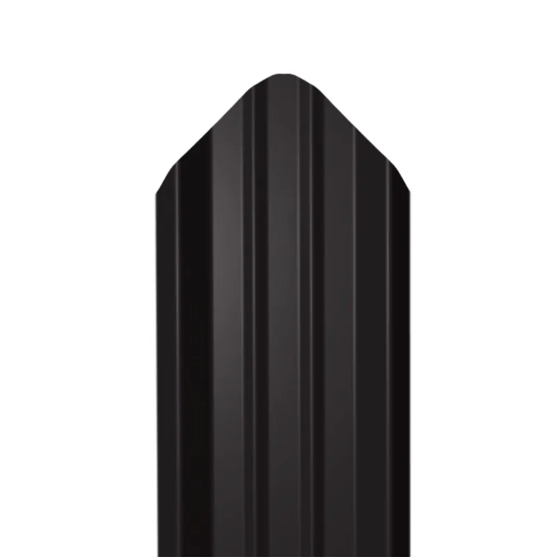 Металлический штакетник Гладкий полиэстер RAL 9005 (Глубокий черный) 1800*69*0,45 односторонний Фигурный