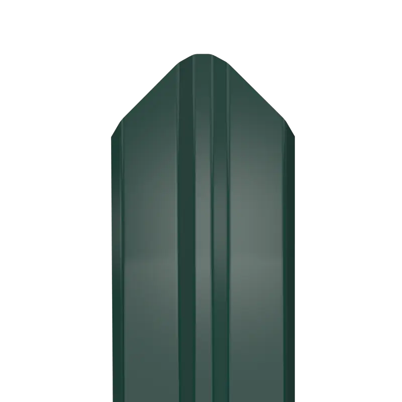 Металлический штакетник Гладкий полиэстер RAL 6005 (Зелёный мох) 1800*87*0,45 односторонний Фигурный